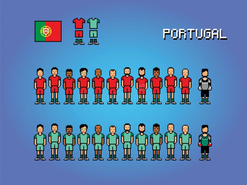 Illustration uniforme de jeu d'art de pixel de joueur d'équipe de football du Portugal illustration stock Illustration uniforme de jeu d'art de pixel de joueur d'équipe de football du Portugal illustration stock