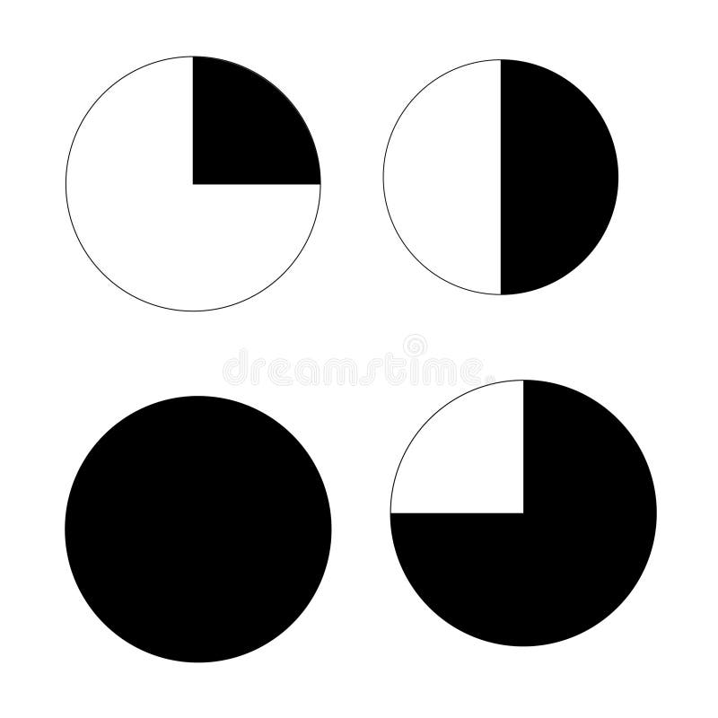 Illustration Vector Graphic of Black and White Circle Chart Set Stock