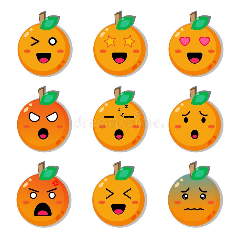 Orange Fruit Emoticon Illustration Art Stock Vector - Illustration of ...