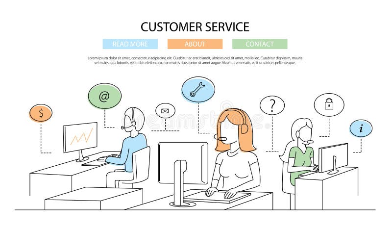 Illustration Of Vector Modern Line Flat Design Customer Service