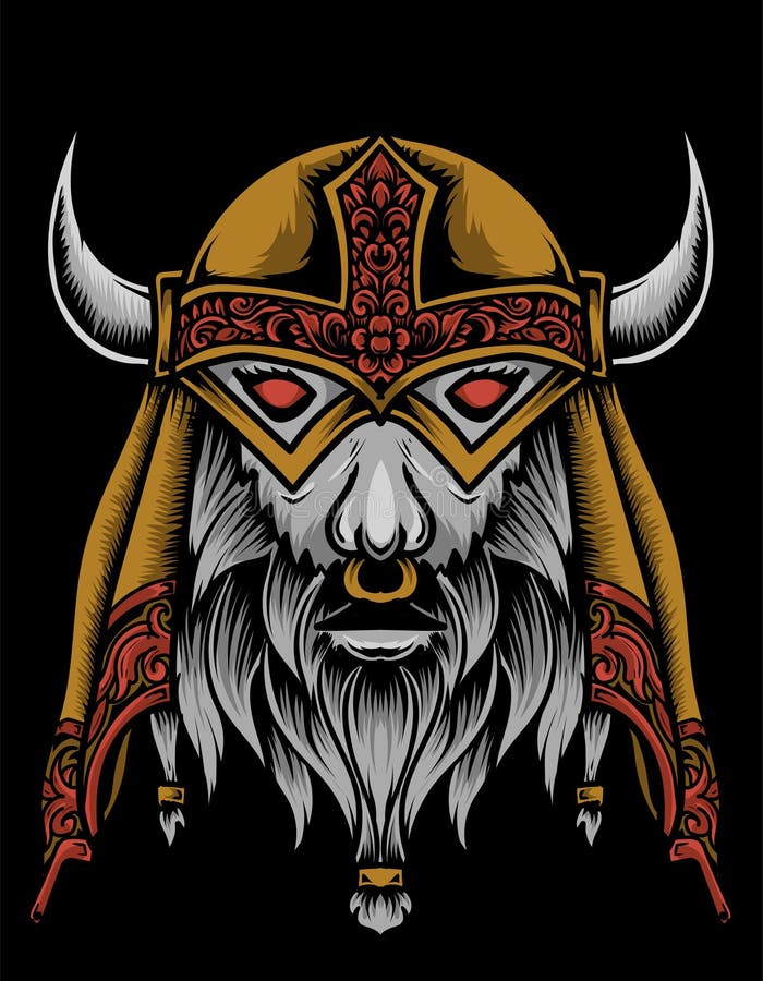 Illustration vector scary viking head stock illustration