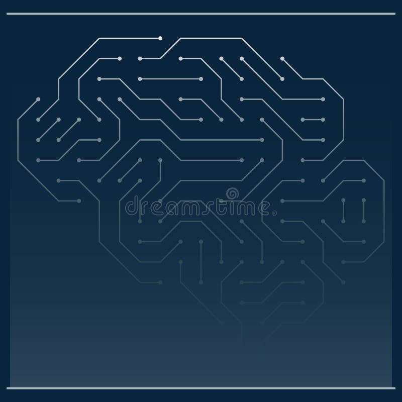Illustration vectorielle d'un cerveau sous forme de microcircuit informatique une puce. concept intelligence artificielle haute te. concept intelligence artificielle hautes technologies de l'avenir. modèle de conception pour l'icône de bannière et le site Web.