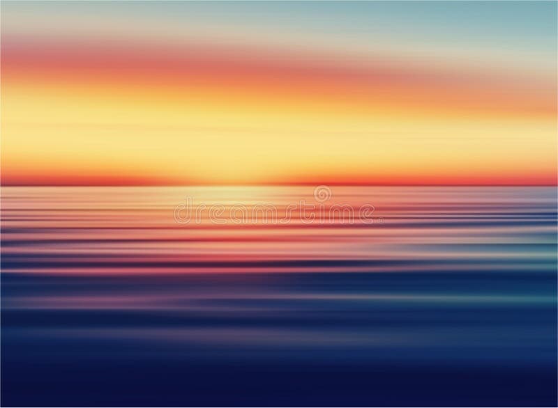 Illustration vectorielle d'un lever de soleil paisible au-dessus d'un océan calme aux couleurs vives illustration stock
