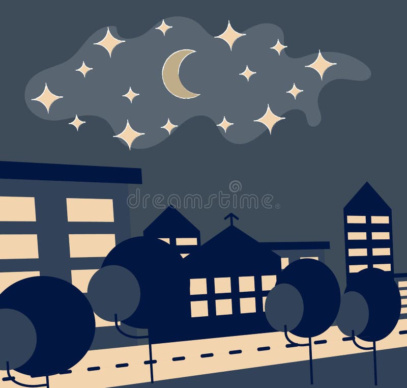 Illustration vectorielle de City Night Skyline et magnifique arrière-plan du ciel nocturne illustration stock Illustration vectorielle de City Night Skyline et magnifique arrière-plan du ciel nocturne illustration stock