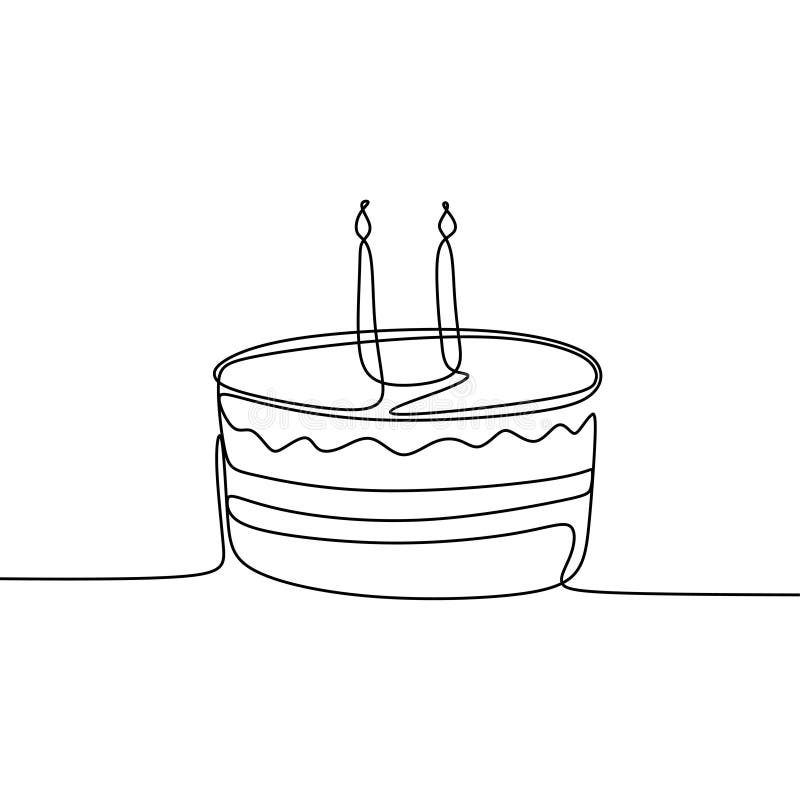 Illustration Vectorielle De Conception Minimaliste Du Gateau D Anniversaire De Dessin A Une Seule Ligne Illustration De Vecteur Illustration Du Homemade Cupcake