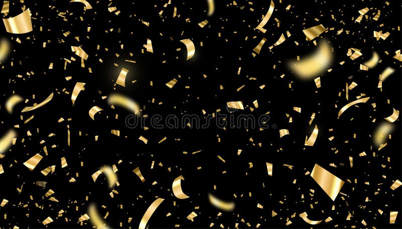 Illustration Vectorielle De Confettis D'or. Poussoir De Fête Doré Sur Fond  Noir. Fête Illustration de Vecteur - Illustration du salutation, carnaval:  287823083
