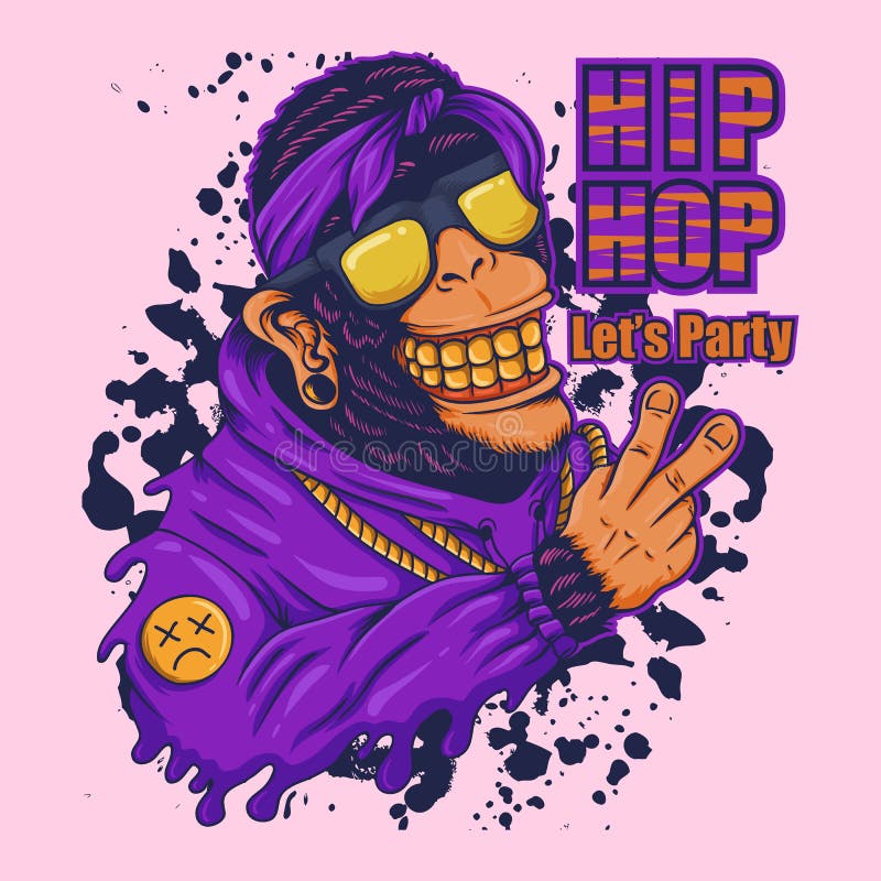 Monkey hip hop party vector illustration for your company or brand. Monkey hip hop party vector illustration for your company or brand