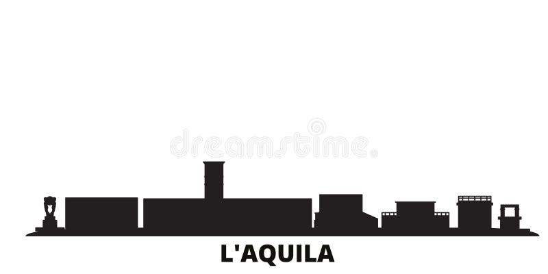 Illustration vectorielle isolée de la ligne d'horizon de la ville de L'aquila Italie, L'aquila voyage dans la ville noire