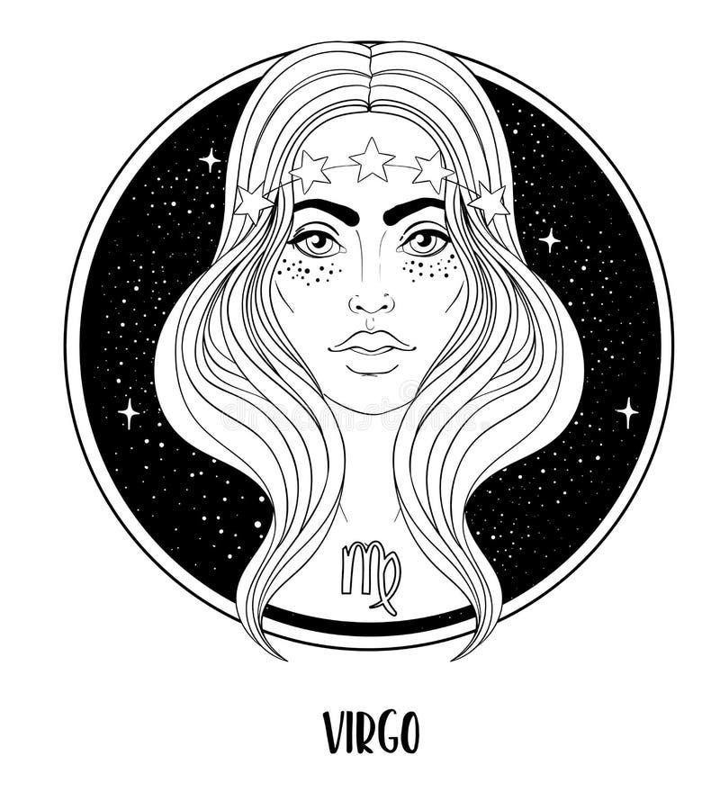 Illustration of Virgo Astrological Sign As a Beautiful Girl. Zodiac ...