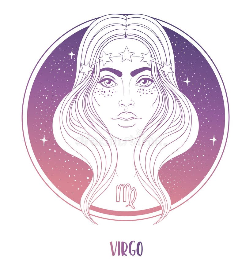 Illustration of Virgo Astrological Sign As a Beautiful Girl. Zodiac ...