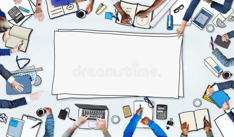 Illustration von beschäftigten Geschäftsleuten Treffen vektor abbildung