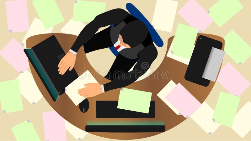 Illustration von betonten Büroangestellten mit Aufgabendruck lizenzfreie abbildung Illustration von betonten Büroangestellten mit Aufgabendruck lizenzfreie abbildung