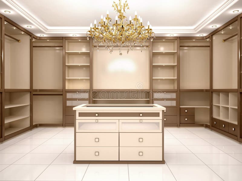 Illustration von großem leeren Weg in der Garderobe im luxuriösen Haus lizenzfreie abbildung Illustration von großem leeren Weg in der Garderobe im luxuriösen Haus lizenzfreie abbildung