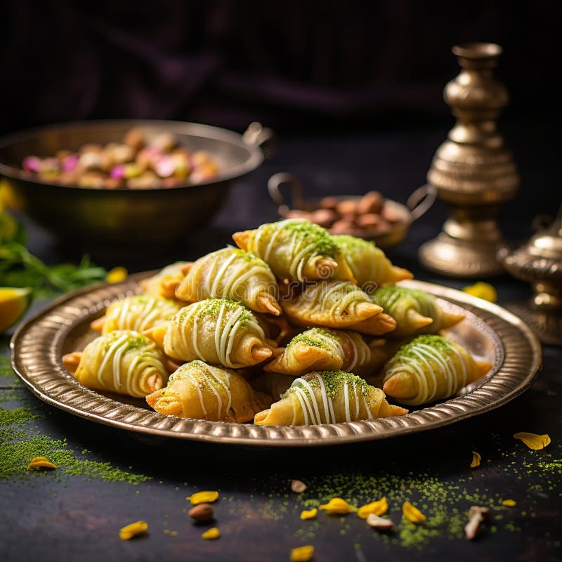 Illustration von indischen Mithai Gujia auch genannt Gujiya Pirukiya Piru Generative ai stockfotos