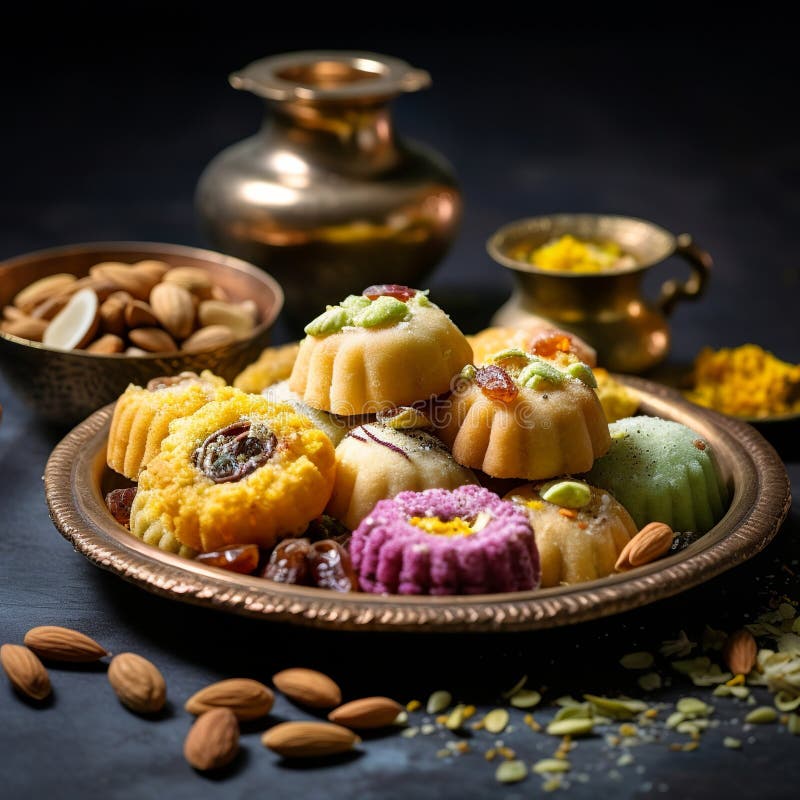 Illustration von indischen Mithai Gujia auch genannt Gujiya Pirukiya Piru Generative ai lizenzfreies stockbild