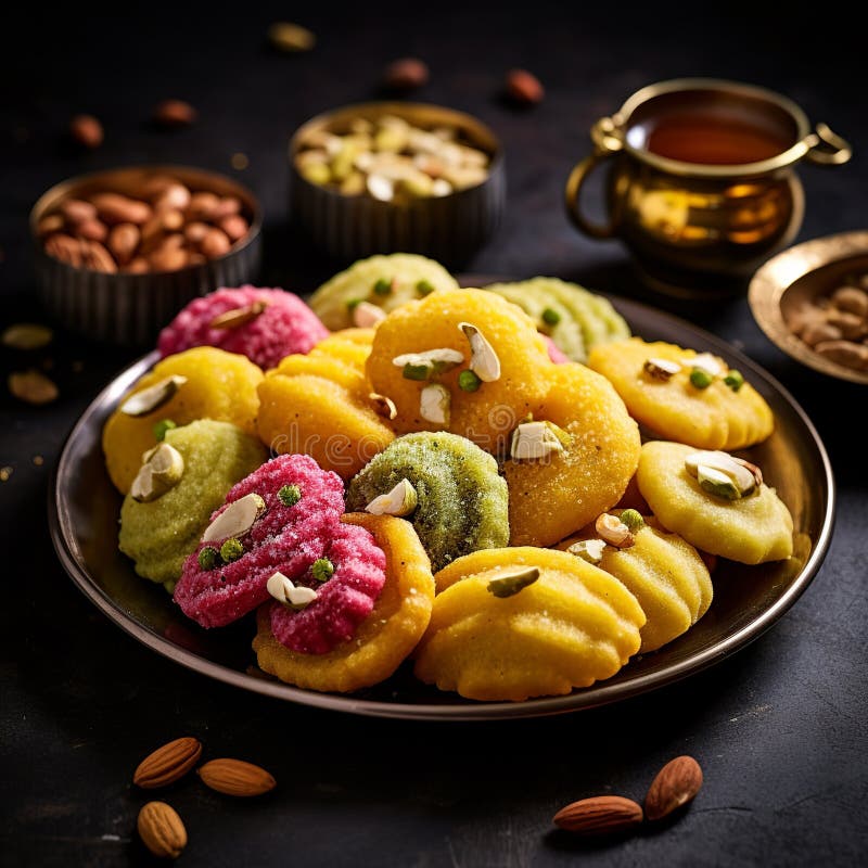 Illustration von indischen Mithai Gujia auch genannt Gujiya Pirukiya Piru Generative ai lizenzfreies stockbild