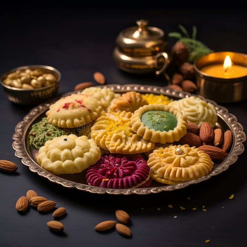 Illustration von indischen Mithai Gujia auch genannt Gujiya Pirukiya Piru Generative ai lizenzfreie stockfotografie