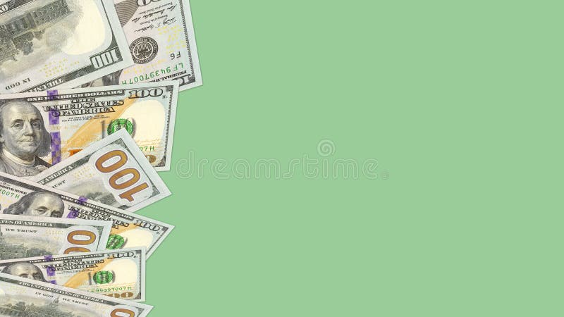 Illustration Wallpaper Us Paper Money 100 Denomination On The Left In Random Order On A Green Background Stock Photo Image Of Wealth Random