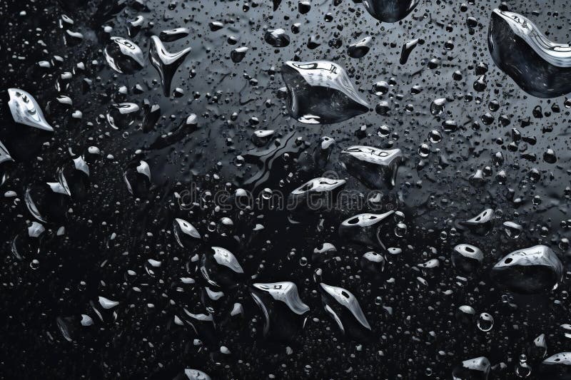 Water Drops on Black Background, Water Drops on a Black Surface Stock Illustration