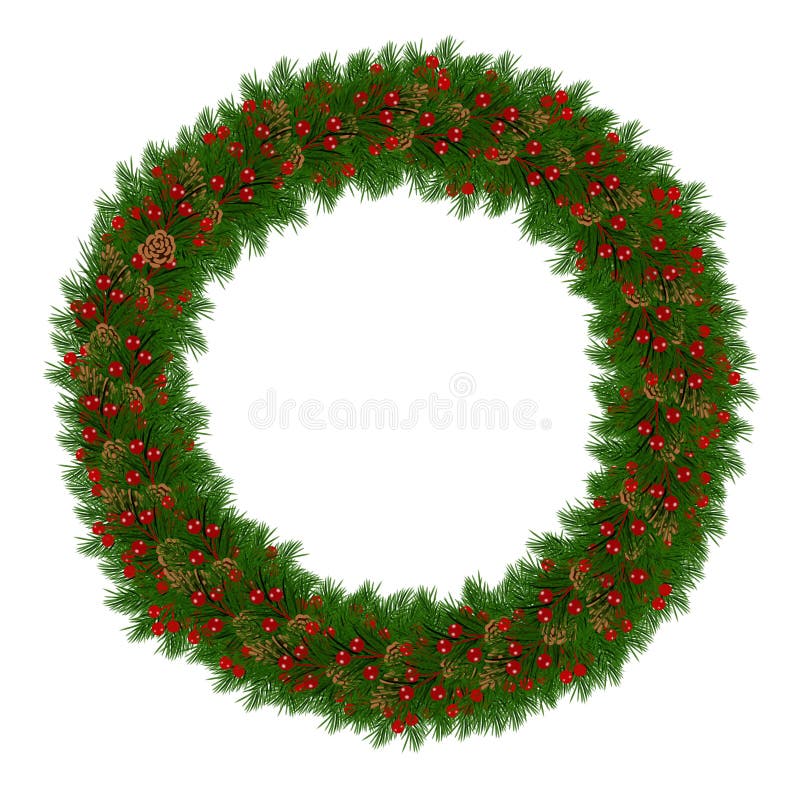 Illustration of waterclor painting style of christmas wreath on white background. Illustration of waterclor painting style of christmas wreath on white background