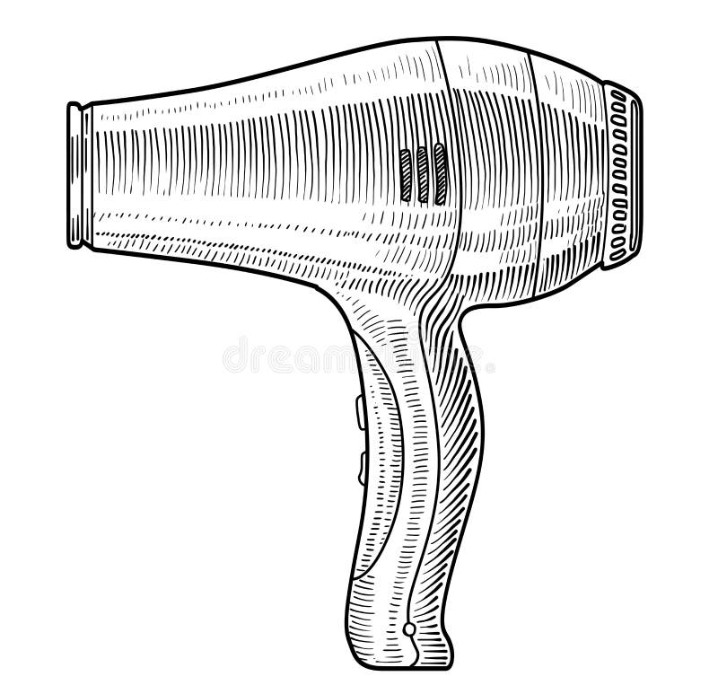 Hair Dryer Illustration, Drawing, Engraving, Ink, Line Art, Vector Stock  Vector - Illustration of device, engrave: 113422607