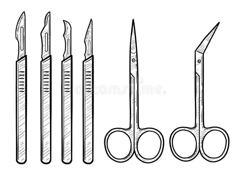 Scissors illustration, drawing, engraving, ink, line art, vector Stock  Vector