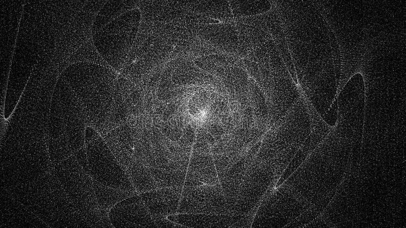 Illustration of white circles on a black background creating an optical illusion vector illustration