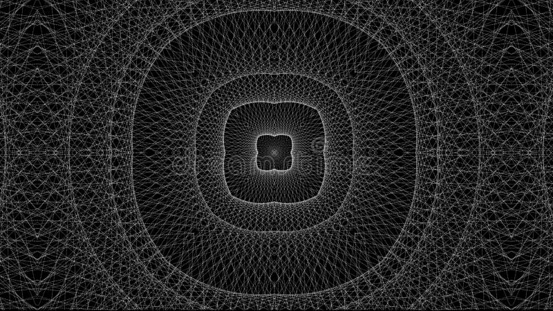 Illustration of white circles on a black background creating an optical illusion vector illustration