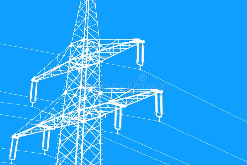 Illustration white silhouette of a power line blue background royalty free illustration Illustration white silhouette of a power line blue background royalty free illustration