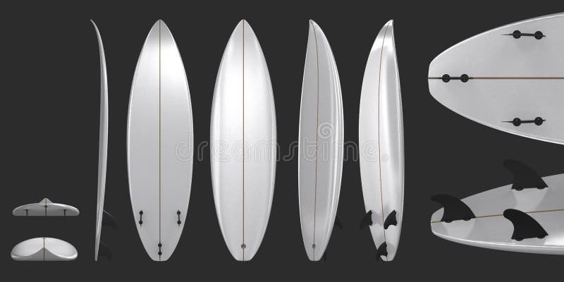 Surfboard with 2024 fins on bottom