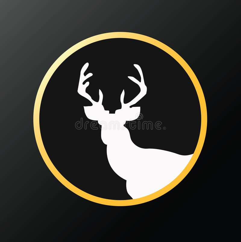 Illustration of a whitetail deer stag head looking straight inside circle done in retro style.