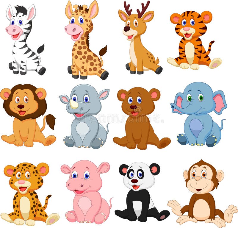 Wild Animals Cartoon Collection Set Stock Vector - Illustration of comic, hippopotamus: 123696432 Wild Animals Cartoon Collection Set Stock Vector - Illustration of comic, hippopotamus: 123696432