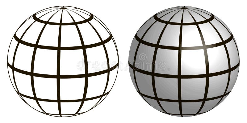 Illustration of a wire frame planet sphere, graticule globe vector illustration Illustration of a wire frame planet sphere, graticule globe vector illustration