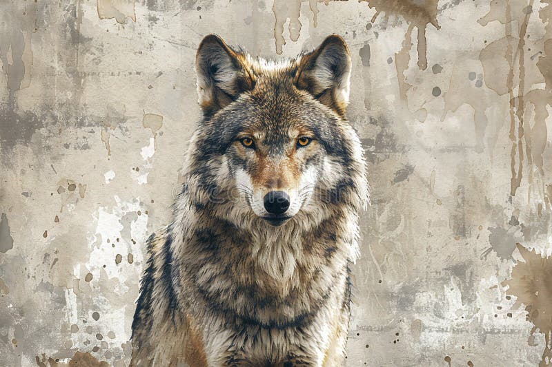 Illustration of a wolf in an open space, high quality, high resolution royalty free illustration