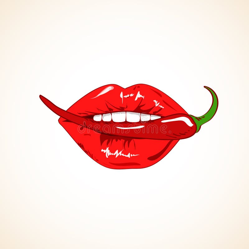 Download Woman Lips And Chili Pepper Stock Image - Image of macro ...