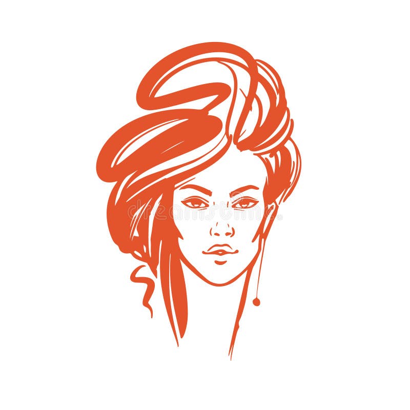 Illustration of women long hair style icon, logo women on white vector illustration Illustration of women long hair style icon, logo women on white vector illustration