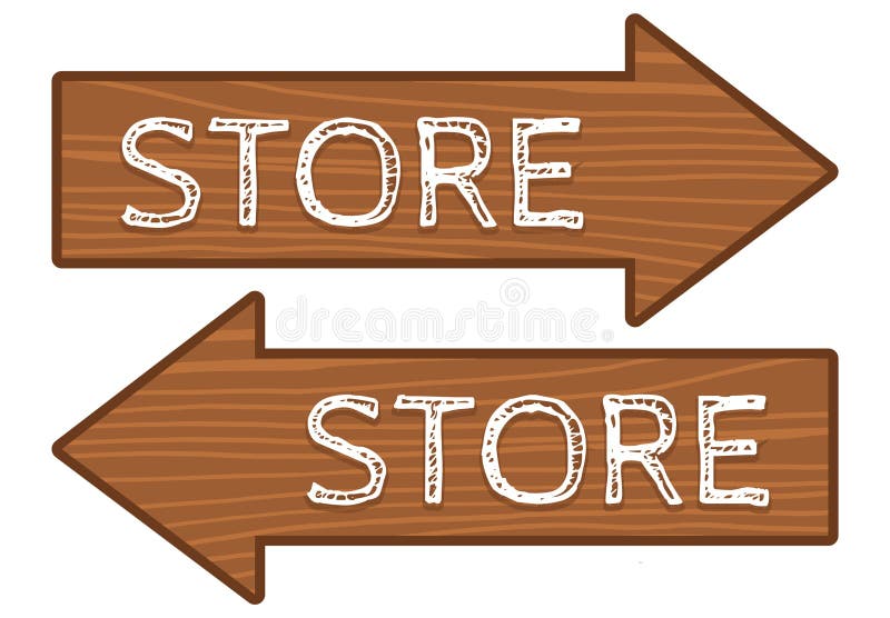 Wooden Store Sign Arrow Direction royalty free illustration