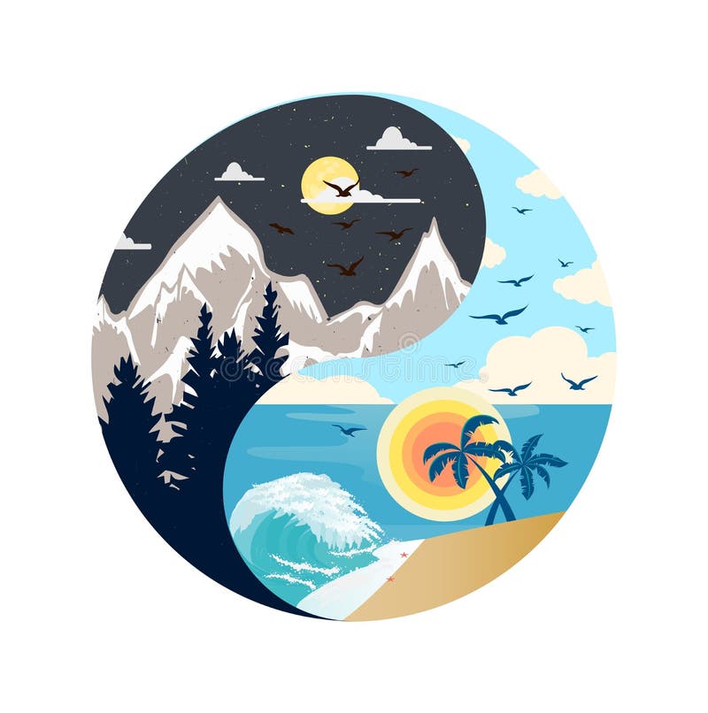 Ying Yang Mountains And Beach Landscape Shirt Ying Yang Mountains And Beach Landscape Shirt