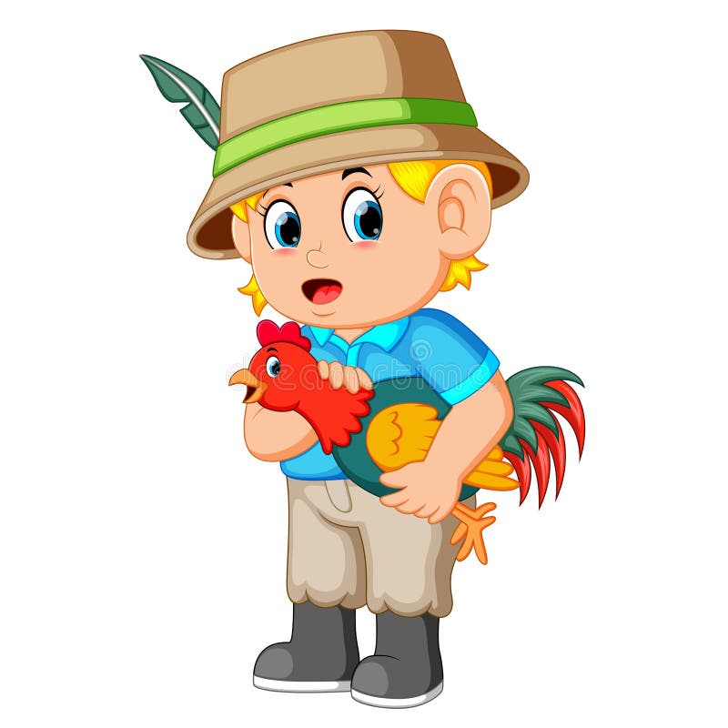 Young Man Carrying a Rooster Stock Vector - Illustration of animal ...