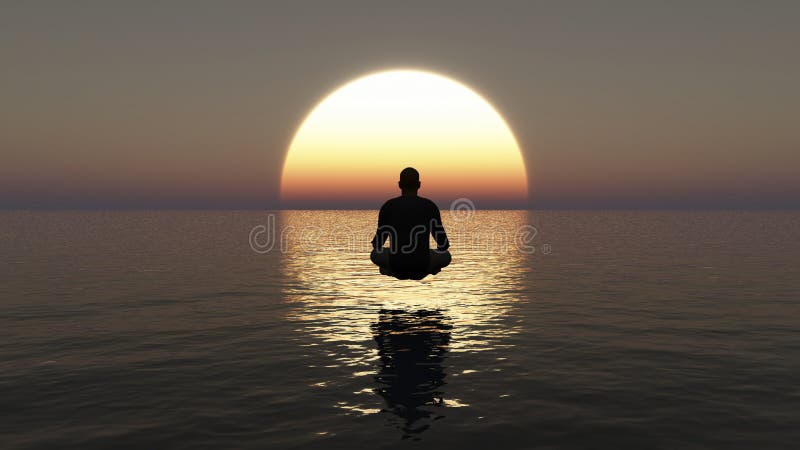 Illustration of a Young Man Sitting in Deep Meditation.Yoga Meditation ...