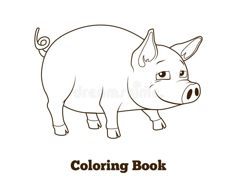 Illustration éducative de bande dessinée de porc de livre de coloriage illustration libre de droits Illustration éducative de bande dessinée de porc de livre de coloriage illustration libre de droits