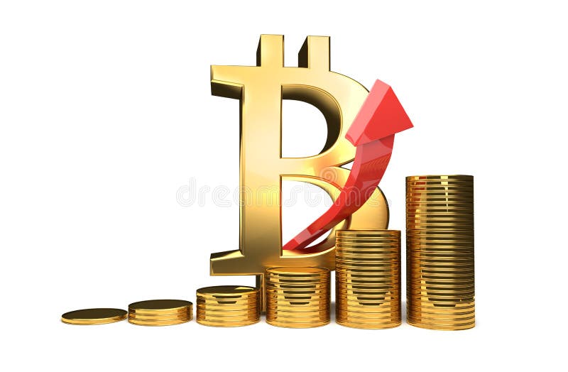 Illustration élevée de l'augmentation 3D de Bitcoin illustration stock Illustration élevée de l'augmentation 3D de Bitcoin illustration stock