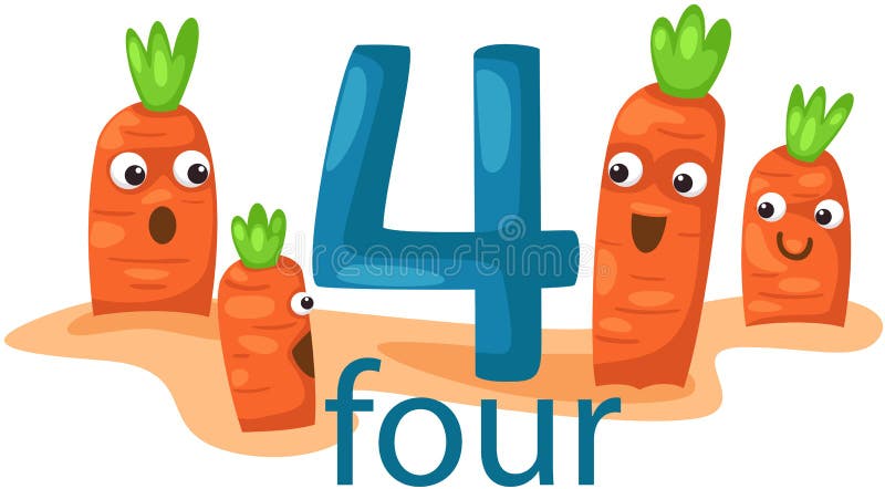 Numrera tecken 4 med morötter