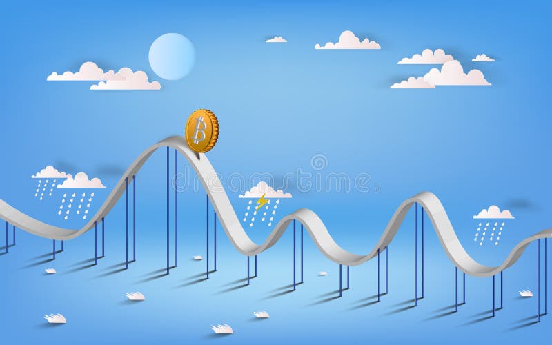 Illustrationen för det Bitcoin valutasymbolet och för affärsgrafen planlägger I vektor illustrationer Illustrationen för det Bitcoin valutasymbolet och för affärsgrafen planlägger I vektor illustrationer
