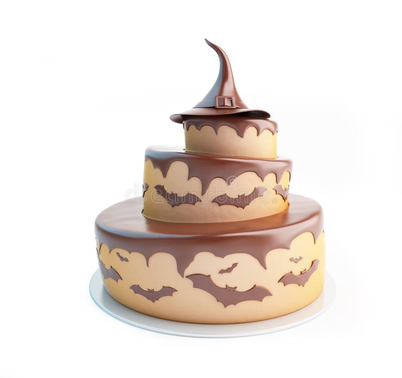 Halloween cake 3d Illustrations on a white background. Halloween cake 3d Illustrations on a white background