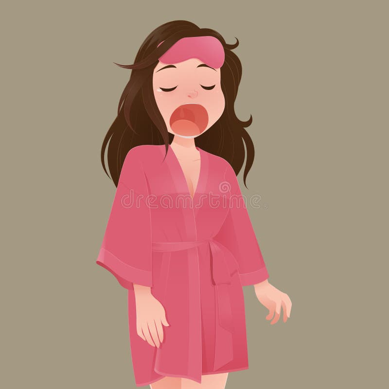 Illustrationkvinna i rosa gäspa för ämbetsdräkt
