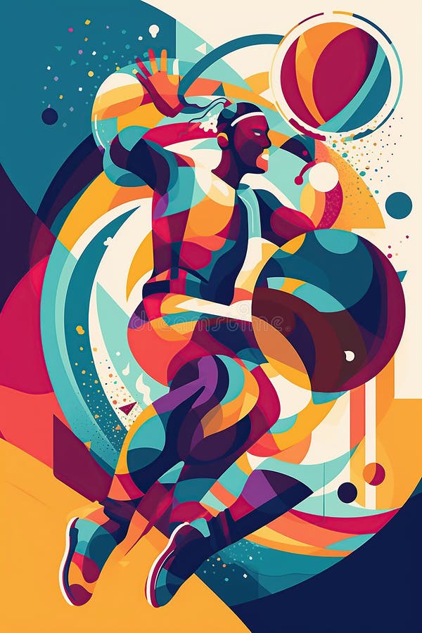 Illustrations of a Basketball Player Man in Action. Generative Ai Stock ...