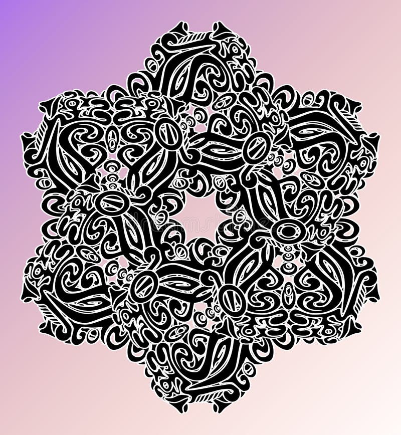 The illustrations and clipart. Abstract image. Mandala pattern in black and a purple background royalty free illustration