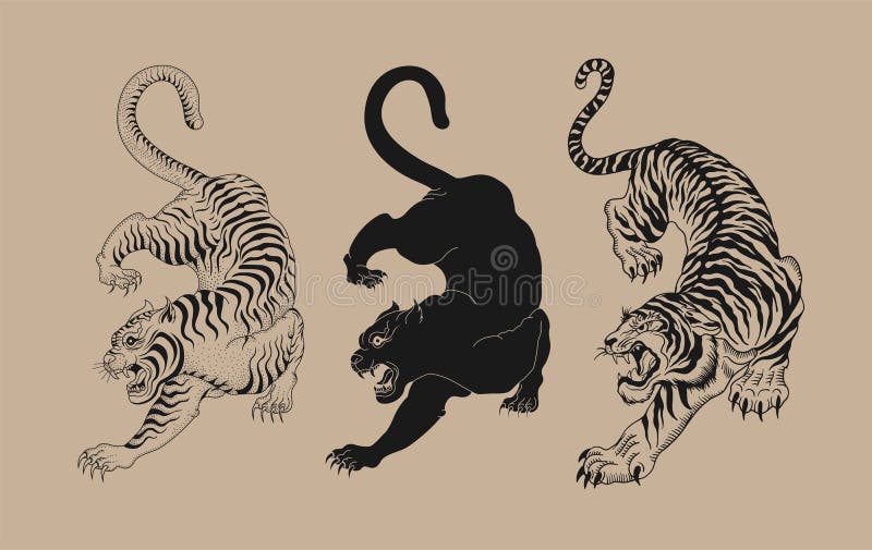 Illustrations d'élément de conception de tigres illustration libre de droits Illustrations d'élément de conception de tigres illustration libre de droits