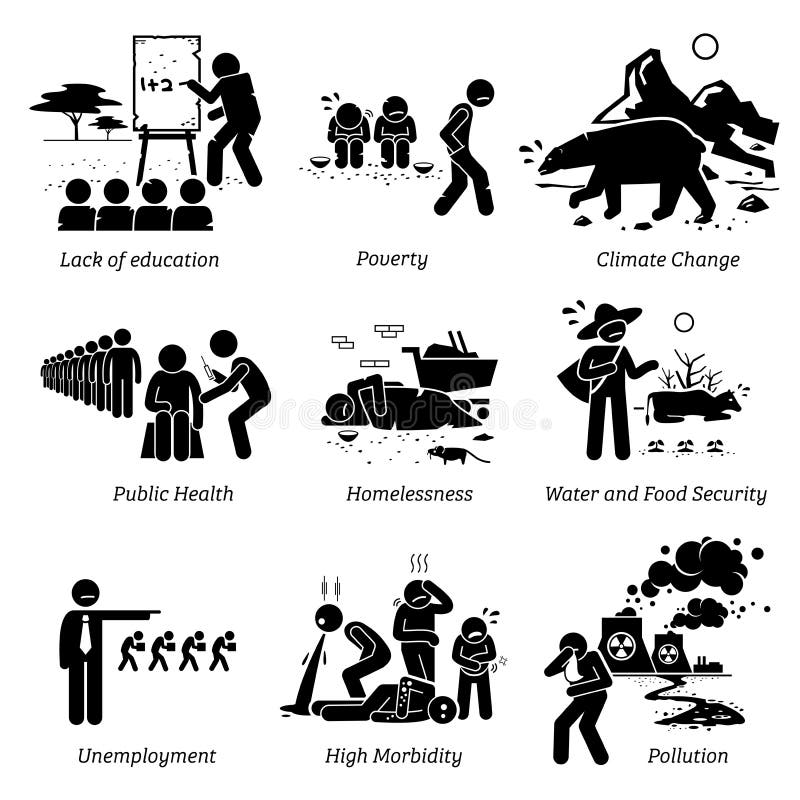 Social Issues and Critical Problems Pictogram Icons. stock illustration Social Issues and Critical Problems Pictogram Icons. stock illustration